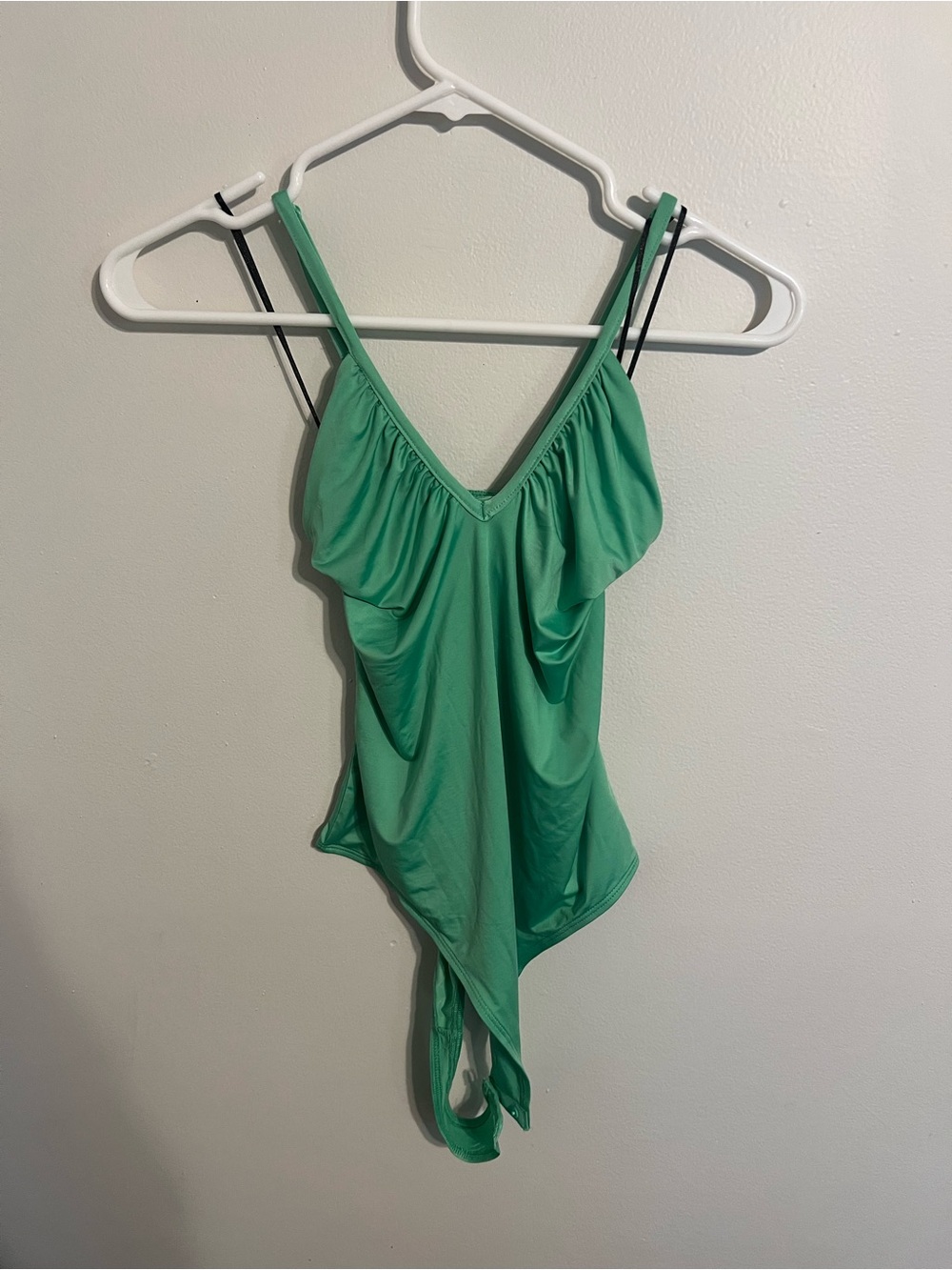 H&M Women’s Size Small Bodysuit Neon Green Scrunched Sleevless Stretch Bodycon